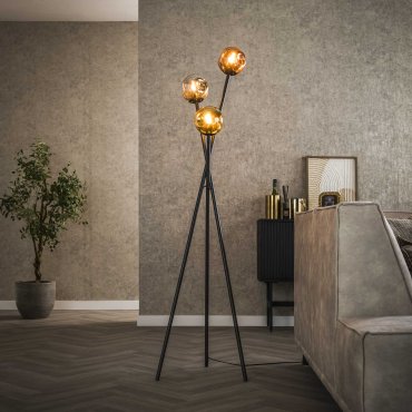 Vico Molecule Mix Glass - vloerlamp - Ø 45 x 169 cm - zwart