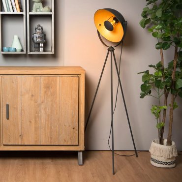 Lucide Alvaro - Vloerlamp - Ø 66,5 x 148 cm - zwart