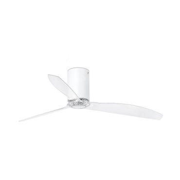 Faro Mini Tube - plafondventilator met afstandsbediening - Ø 128 cm - mat wit en transparant
