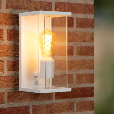 Lucide Claire - buiten wandverlichting met sensor - 14 x 16 x 29 cm - IP54 - wit