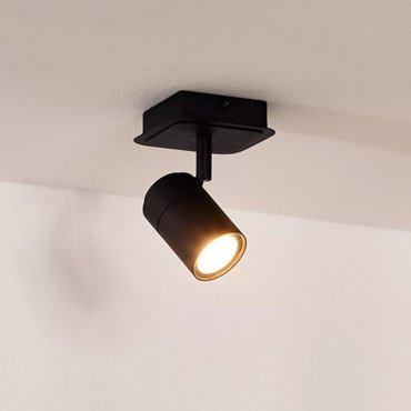 Lucide Lennert - opbouwspot 1L - 10 x 10 x 12,5 cm - 5W dimbare LED incl. - IP44 - zwart
