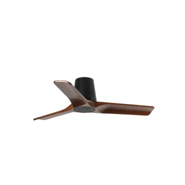 Faro Heywood Tub S - plafondventilator - Ø 90 cm - mat zwart en donker walnoot