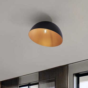 Nova Luce Onia - plafondlamp - Ø 50 x 31 cm - zandzwart en goud