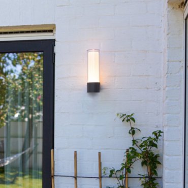 Lutec Dropa - buiten wandverlichting - slimme verlichting - Lutec Connect - 8,2 x 11,2 x 26 cm - 10W LED incl. - IP44 - donkergrijs