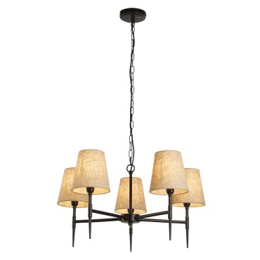 Searchlight Gothic - luster - Ø 66 x 130 cm - zwart en natuurlijk linnen