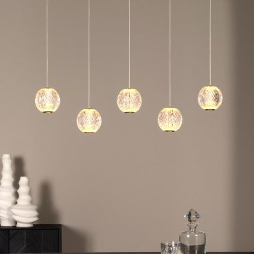 Lucide Cintra - hanglamp - 84 x 11 x 150 cm - 5 x 4,7W LED incl. - transparant en goud