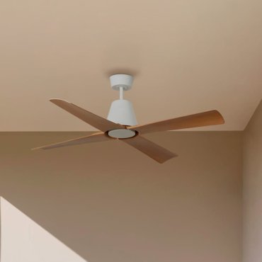 Faro Typhoon M - plafondventilator met afstandsbediening - Ø 127 cm - IP44 - wit en maple