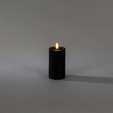 Konstsmide - LED blokkaars op batterijen met flakkervlam - Ø 7 x 12 cm - IP44 - zwart