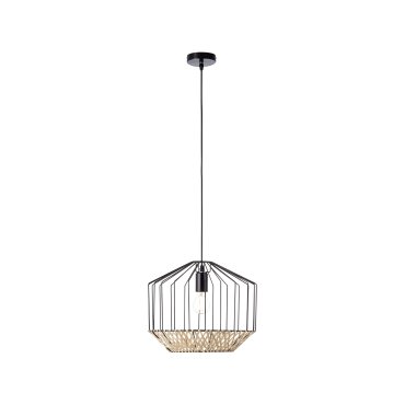 Brilliant Templo - hanglamp - Ø 37 x 153 cm - zwart en lichtbruin