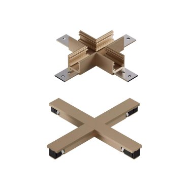 Lucide Linial - magnetisch railsysteem - X-koppelstuk &amp; elektrische connector - 16 x 16 x 1,7 cm - champagne