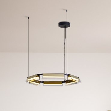 Nova Luce Apnea - hanglamp - Ø 72 x 150 cm - 39W dimbare LED incl. - zandzwart, goud en grijs