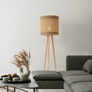 Nova Luce Plette - vloerlamp - Ø 39 x 165 cm - natuurlijk hout