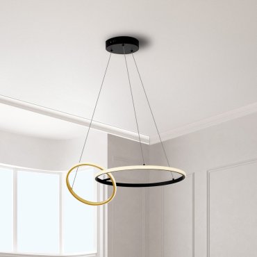 Nova Luce Imar - hanglamp - Ø 63 x 150 cm - 36W dimbare LED incl. - zandzwart en goud