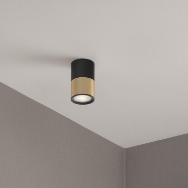 Nova Luce Picto - opbouwspot - Ø 6 x 10 cm - zwart en goud