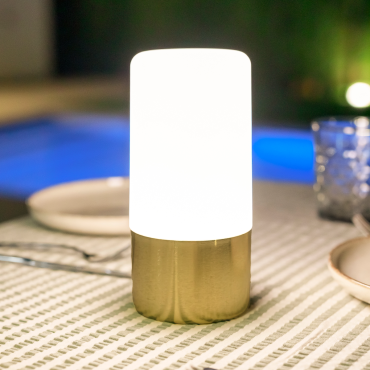New Garden Maia - oplaadbare tafellamp - Ø9 x 19 cm - 1W LED incl. - IP44 - messing