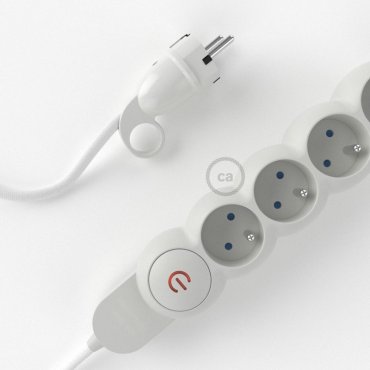 Creative Cables - stekkerdoos met 1 meter snoer - 4 aansluitpunten - BE/FR versie met aardingspin - wit