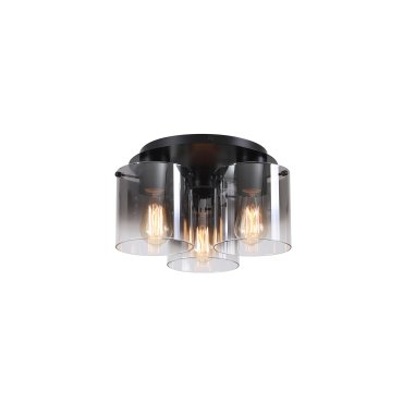 Searchlight Sweden - plafondverlichting - Ø 39 x 21 cm - mat zwart en gerookt ombre