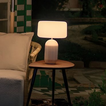 New Garden Phoebe 45 - oplaadbare tafellamp op zonne-energie en op batterijen met afstandsbediening - Ø 27,8 x 40,7 cm - RGB + wit 5W LED incl. - IP65 - beige