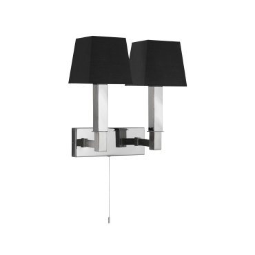Searchlight Buckingham - wandverlichting met trekschakelaar - 23 x 21 cm - zwart