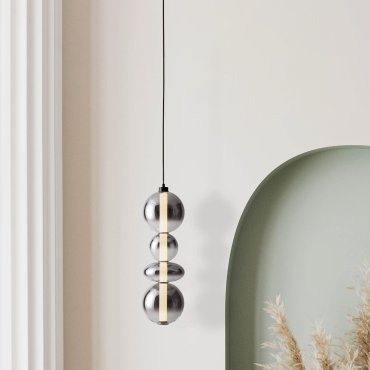 Nova Luce Bally - hanglamp - Ø 20 x 197 cm - 36W dimbare LED incl. - mat zwart en rokerig grijs