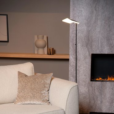 Lucide Aaron - vloerlamp - 20 x 20 x 134 cm - 10W dim to warm LED incl. - zwart
