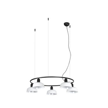Faro Tatawin S - hanglamp - Ø 90 x 100 x 210 cm - satijnzwart en glanswit