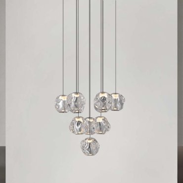 Nova Luce Ifos - hanglamp - Ø 40 x 220 cm - 48W dimbare LED incl. - zandzwart en chroomkleurig metaal