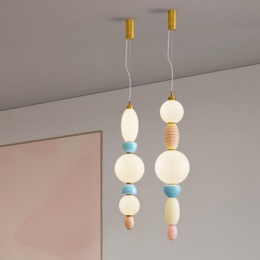 Nova Luce Obrie - hanglamp - Ø 20 x 215 cm - 23W LED incl. - messing goud, oranje, blauw en paars