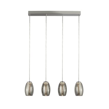Searchlight Cyclone - hanglamp - 75,5 x 11,5 x 150 cm - 21W dimbare LED incl. - chroom en gerookt glas