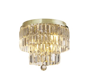 Searchlight Empire - plafondverlichting - Ø 34 x 33 cm - IP44 - satijn messing en champagne