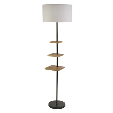Searchlight Norfolk - vloerlamp - Ø 45 x 163 cm - zwart, grijs en lichtbruin