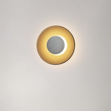 Nova Luce Esti - wandlamp - Ø 32 x 7 cm - 17W LED incl. - geborsteld nikkel en donkerbruin glas