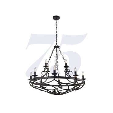 Searchlight Cartwheel III - luster - Ø 89 x 132 cm - mat zwart