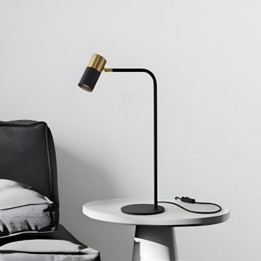 Nova Luce Pongo - tafellamp met schakelaar en USB-stekker - Ø 16 x 55 cm - zandzwart en goud