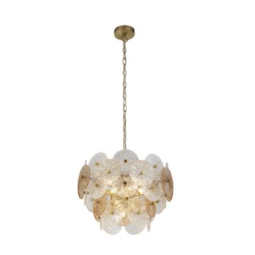 Searchlight Wagon - hanglamp - Ø 45 x 120 cm - goud, transparant en amber