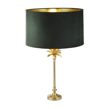 Searchlight Palm - tafellamp - Ø 40 x 65 cm - satijn messing en groen