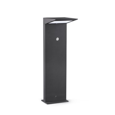 Faro Soleil - tuinpaal op zonne-energie met bewegingsmelder - 16,5 x 14 x 51 cm - 2W LED incl. - IP54 - donkergrijs