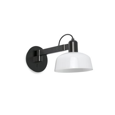 Faro Tatawin - wandlamp - Ø 18,4 x 38 x 15 cm - satijnzwart en glanswit