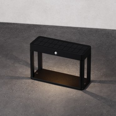 Nova Luce Berni - tuinpaal met sensor op zonne-energie - 23 x 15,5 x 8,6 cm - 2W LED incl. - IP65 - donker antraciet