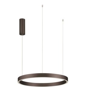 Nova Luce Elowen - hanglamp - Ø 60 x 150 cm - 60W dimbare LED incl. - geborsteld koffiebruin