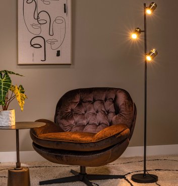 Lucide Upton - vloerlamp - Ø 23 x 154 cm - gerookt