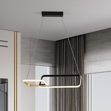 Nova Luce Imar - hanglamp - 54 x 150 x 30 cm - 36W dimbare LED incl. - zandzwart en goud