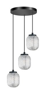 ETH Kristel - hanglamp - Ø 25 x 200 cm - transparant en zwart