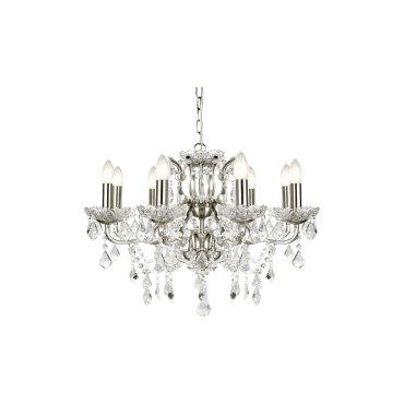 Searchlight Paris - luster - Ø 70 x 135 cm - satijn zilver