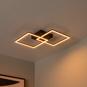 Lucide Arianne - plafondlamp - 58 x 35,5 x 6,5 cm - 23W LED incl. - instelbare lichtkleur - zwart