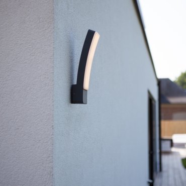 Lutec Kira - buiten wandverlichting - 11 x 8,3 x 31,1 cm - 17,3W LED incl. - IP54 - donkergrijs - wit