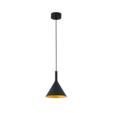 Faro Pam - hanglamp - Ø 16,5 x 21,5 cm - 11W LED incl. - zwart en goud