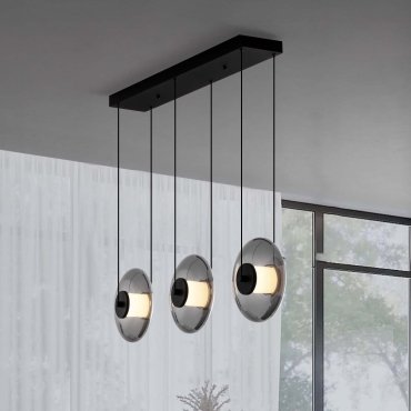 Nova Luce Ballet - hanglamp - 85 x 169 x 26 cm - 24W dimbare LED incl. - zandzwart en rokerig grijs