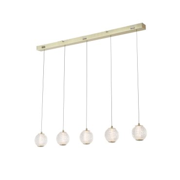 Searchlight Allure - hanglamp - 100 x 150 cm - 21W dimbare LED incl. - satijn messing en transparant