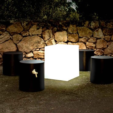 New Garden Cuby 53 - buiten tafellamp met kabel - 43 x 43 x 53 cm - 7W LED incl. - IP65 - wit